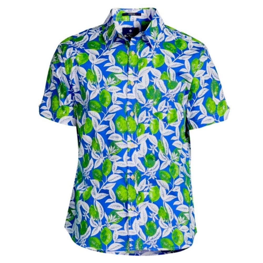 BEN SHERMAN CITRUS SHORT SLEEVE STRETCH BUTTON DOWN - Medium